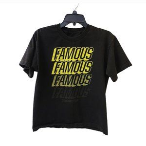 Famous Stars and Straps Black Yellow Logo T-Shirt Boys Large y2k 90s